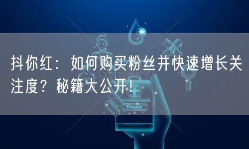 抖你红：如何购买粉丝并快速增长关注度？秘籍大公开！