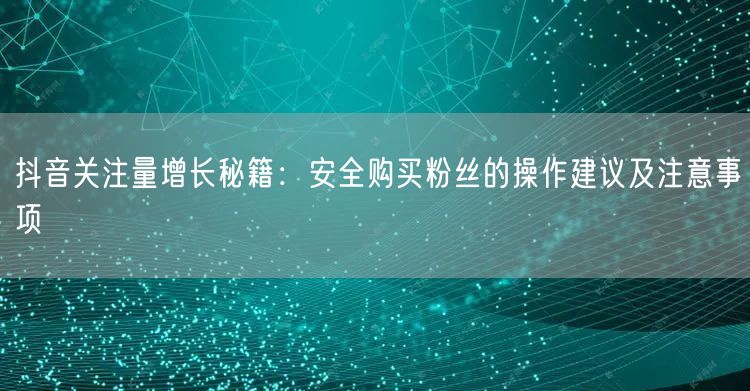 抖音关注量增长秘籍：安全购买粉丝的操作建议及注意事项