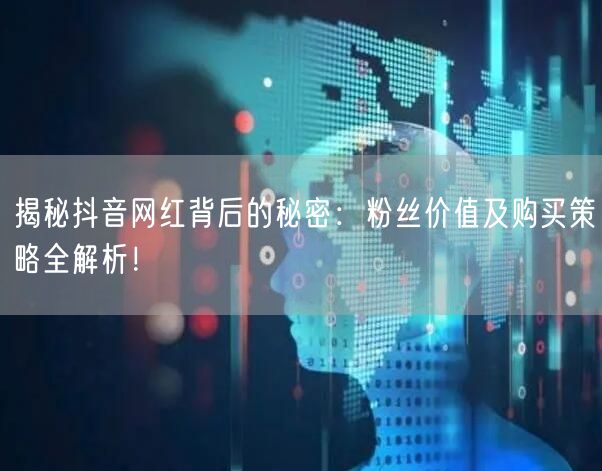 揭秘抖音网红背后的秘密：粉丝价值及购买策略全解析！