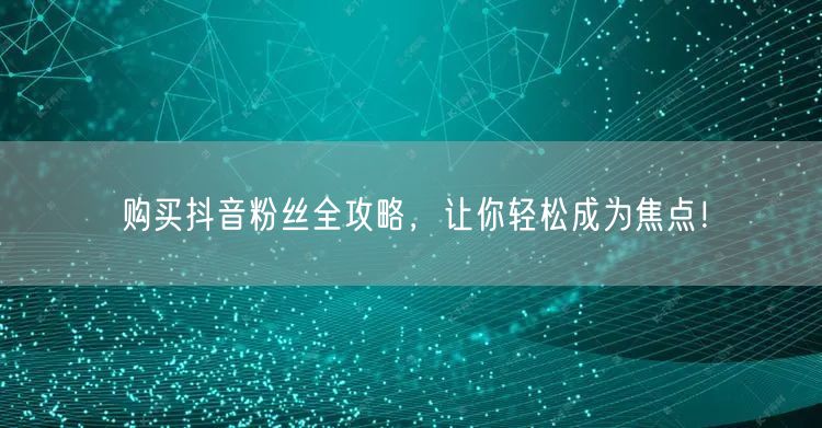 购买抖音粉丝全攻略，让你轻松成为焦点！