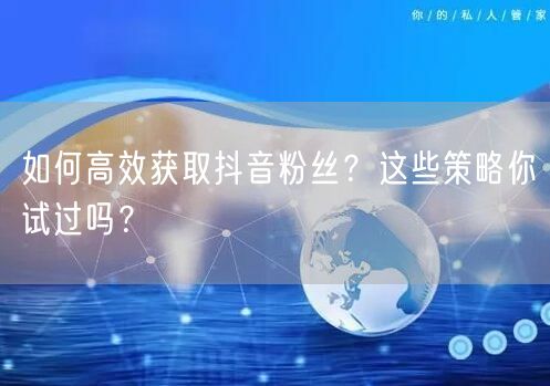 如何高效获取抖音粉丝？这些策略你试过吗？