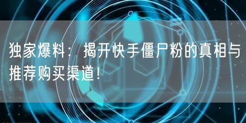独家爆料：揭开快手僵尸粉的真相与推荐购买渠道！