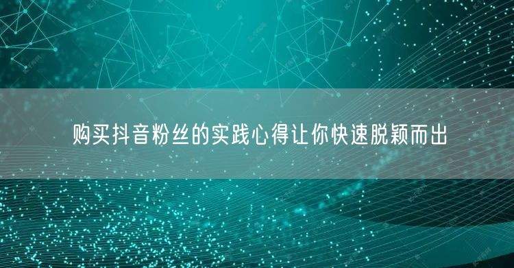 购买抖音粉丝的实践心得让你快速脱颖而出