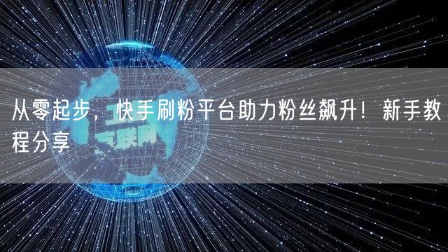 从零起步，快手刷粉平台助力粉丝飙升！新手教程分享
