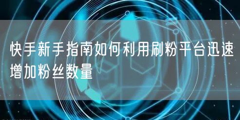 快手新手指南如何利用刷粉平台迅速增加粉丝数量