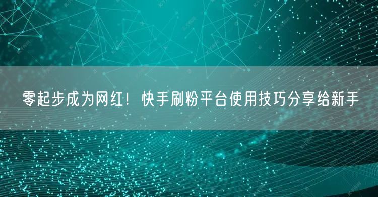 零起步成为网红！快手刷粉平台使用技巧分享给新手