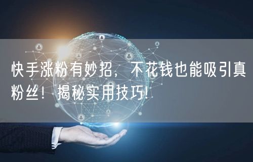 快手涨粉有妙招，不花钱也能吸引真粉丝！揭秘实用技巧!