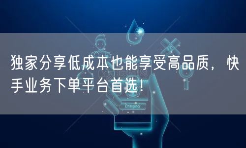 独家分享低成本也能享受高品质，快手业务下单平台首选！
