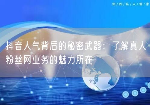 抖音人气背后的秘密武器:了解真人粉丝网业务的魅力所在